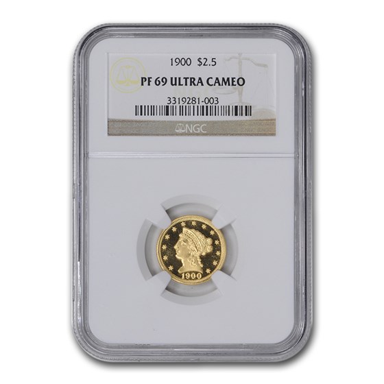 1900 $2.50 Liberty Gold Quarter Eagle PF-69 UCAM NGC 1900 $2.50 Liberty Gold Quarter Eagle PF-69 UCAM NGC